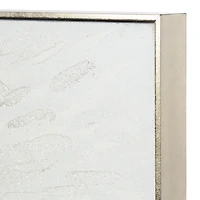 White and Silver Impasto Abstract Canvas Art Print