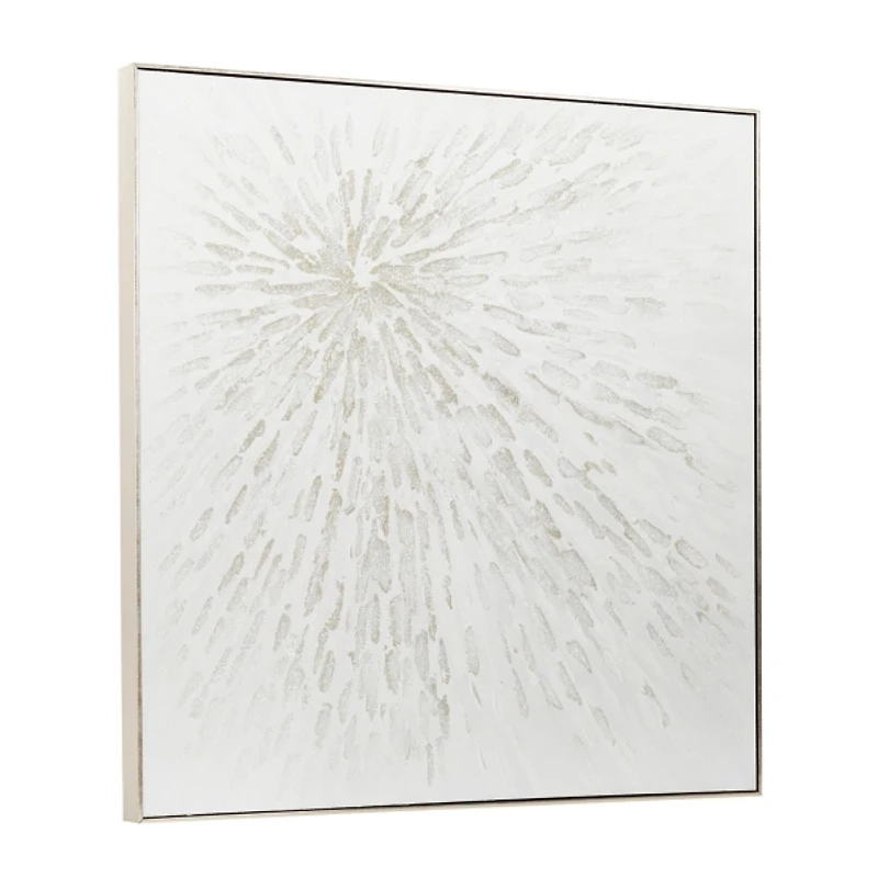White and Silver Impasto Abstract Canvas Art Print