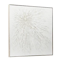 White and Silver Impasto Abstract Canvas Art Print