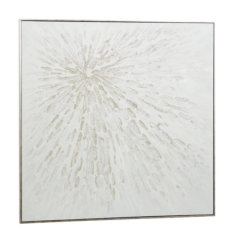 White and Silver Impasto Abstract Canvas Art Print