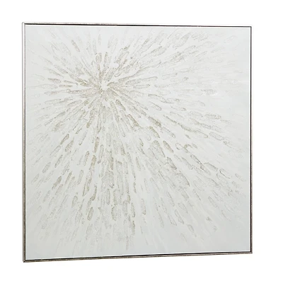 White and Silver Impasto Abstract Canvas Art Print