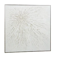 White and Silver Impasto Abstract Canvas Art Print