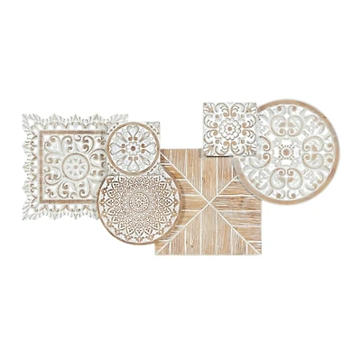 Brown Wood Geometric Layered Shapes Wall Plaque