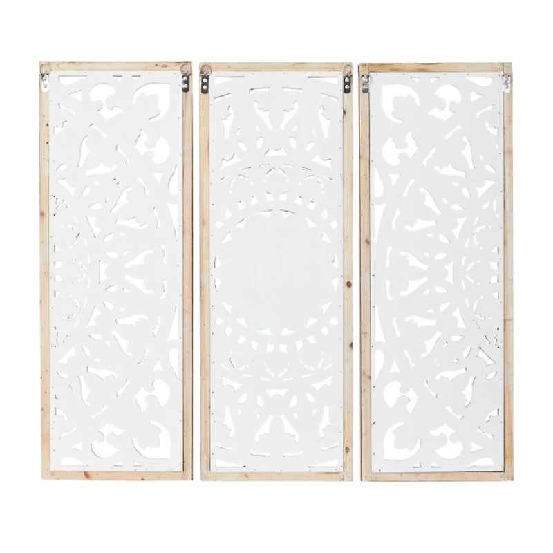 Distressed White Floral Wall Plaques, Set of 3