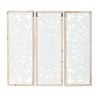 Distressed White Floral Wall Plaques, Set of 3
