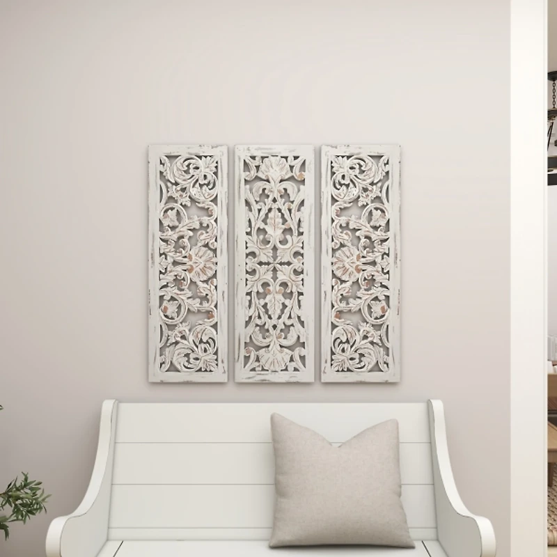 Weathered Gray Wood Panel Wall Plaques, Set of 3