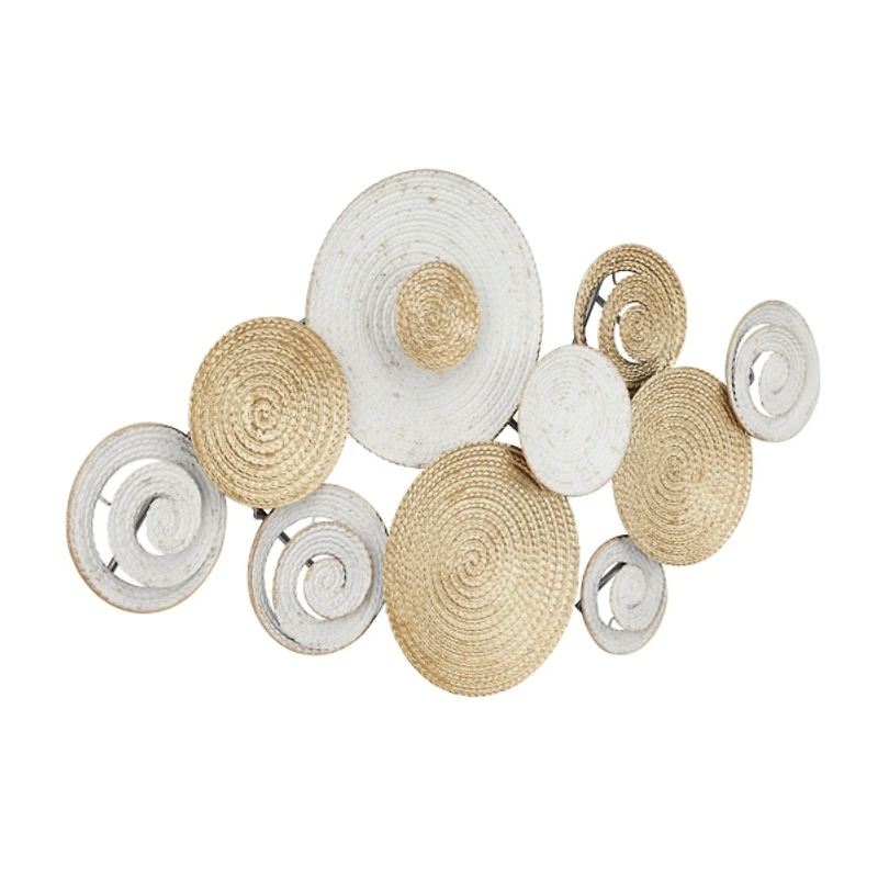 Gold and White Round Layered Plates Wall Sculpture