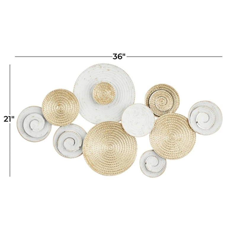 Gold and White Round Layered Plates Wall Sculpture