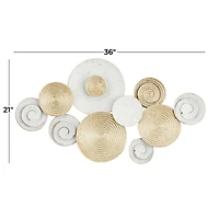 Gold and White Round Layered Plates Wall Sculpture