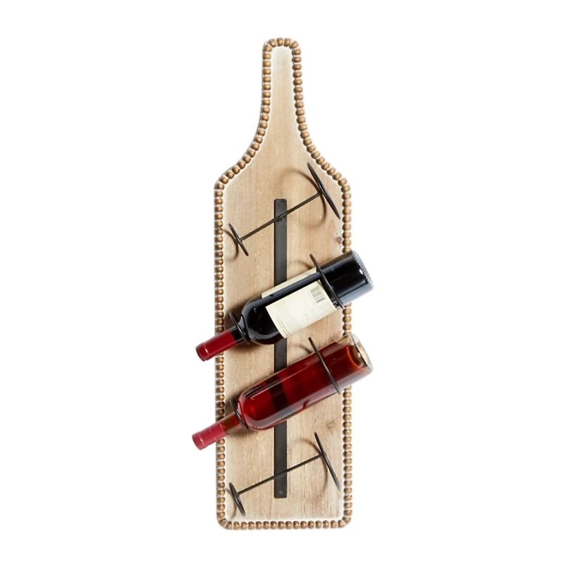 Brown Wood Bottle Frame Metal Bracket Wine Holder