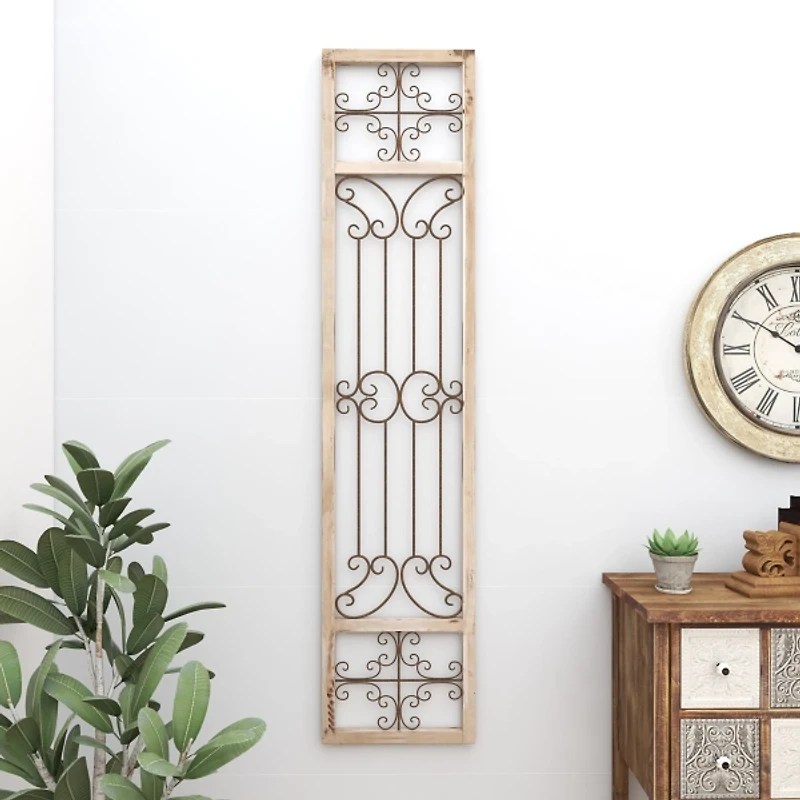 Gray Angelic Scrollwork Panel Wall Plaque