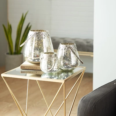 Silver Speckled Votive Candle Holders, Set of 3