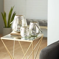 Silver Speckled Votive Candle Holders, Set of 3