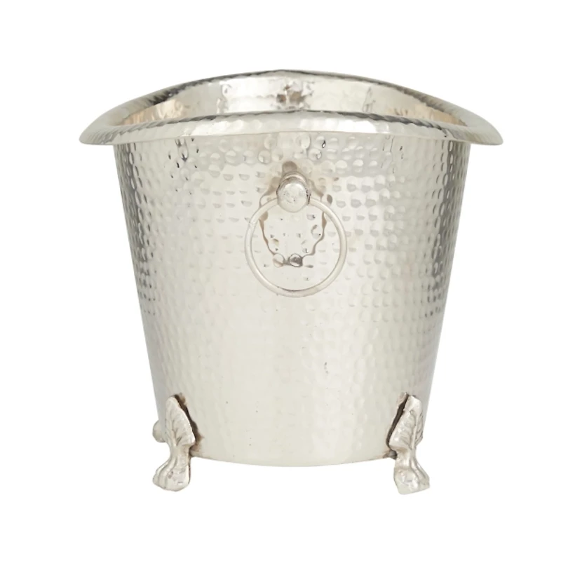 Silver Hammered Metal Footed Wine Bucket