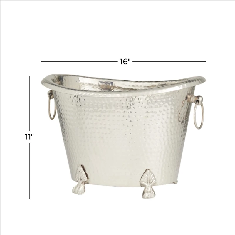 Silver Hammered Metal Footed Wine Bucket