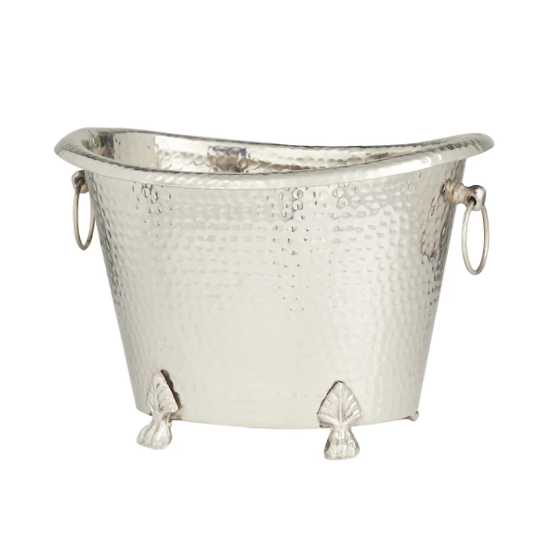 Silver Hammered Metal Footed Wine Bucket