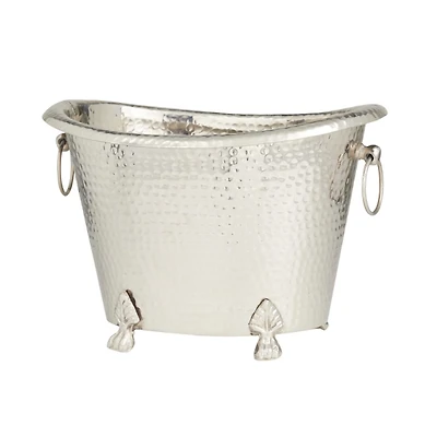 Silver Hammered Metal Footed Wine Bucket