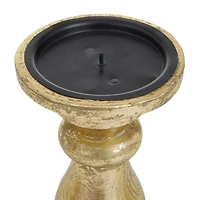 Gold Distressed Wood Candle Holders, Set of 3