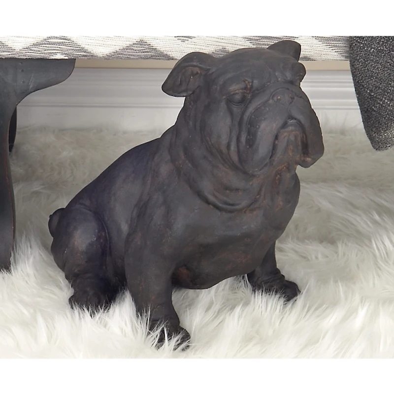Dark Brown Bulldog Statue, 17 in.
