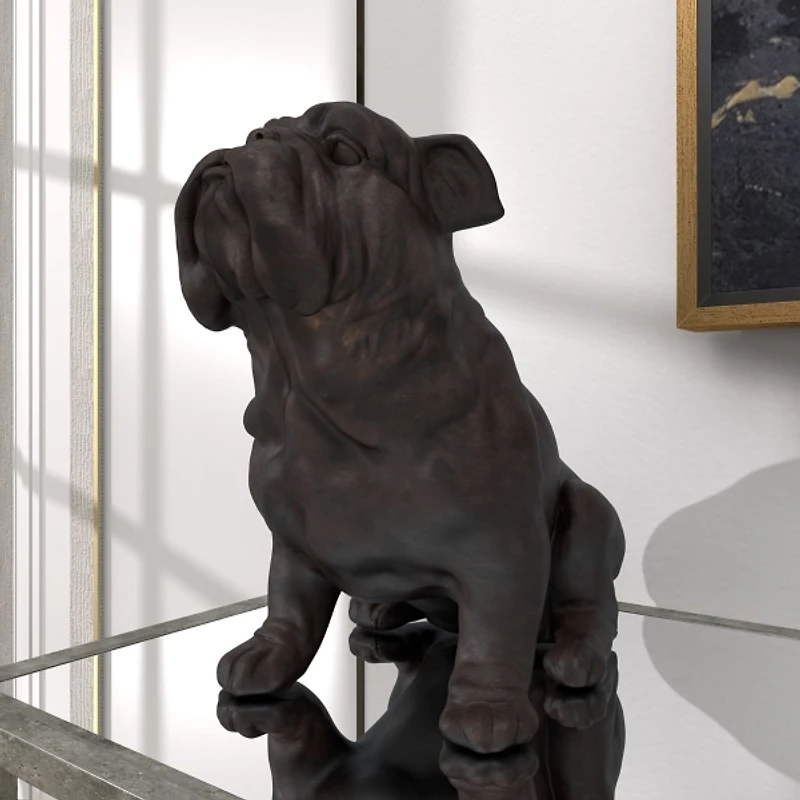 Dark Brown Bulldog Statue, 17 in.