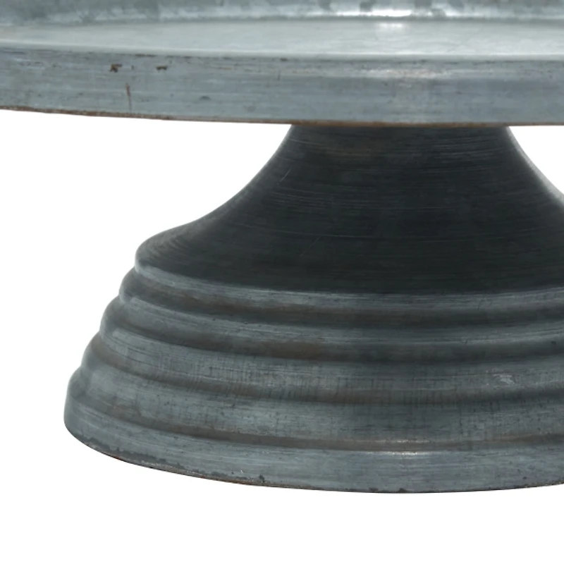Distressed Gray Metal Cake Stand