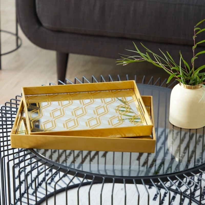 Gold Hexagon Small Print 2-pc. Tray Set