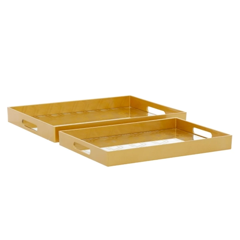 Gold Hexagon Small Print 2-pc. Tray Set