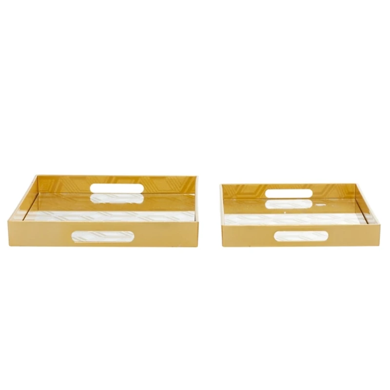 Gold Hexagon Small Print 2-pc. Tray Set