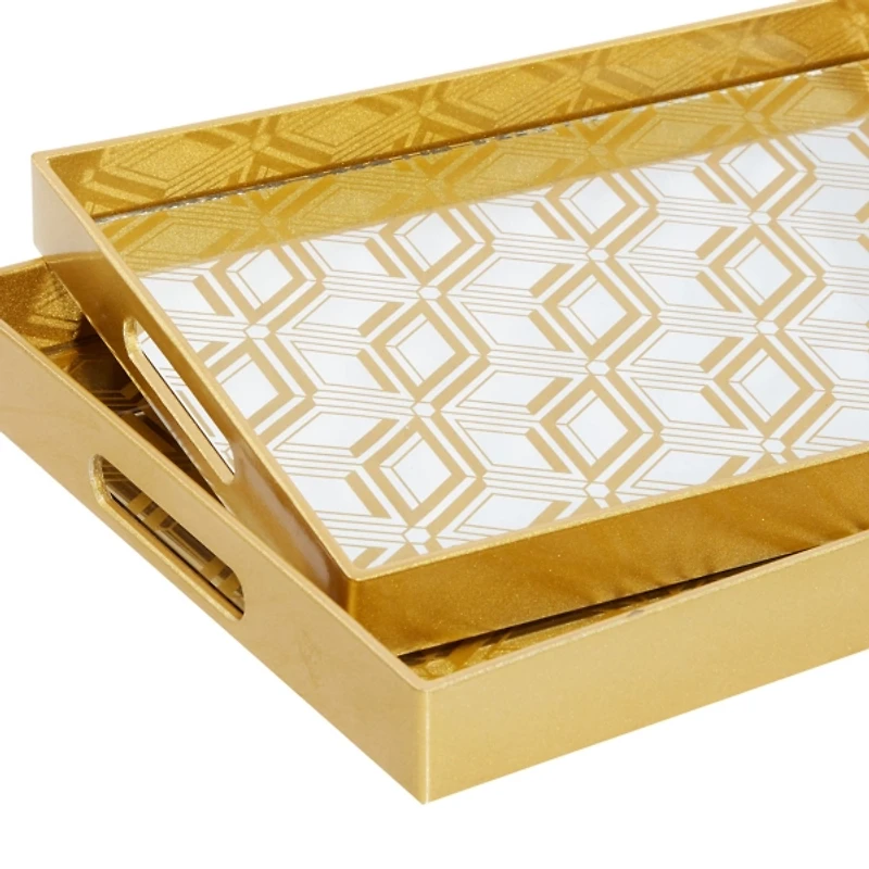 Gold Hexagon Small Print 2-pc. Tray Set