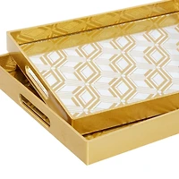 Gold Hexagon Small Print 2-pc. Tray Set