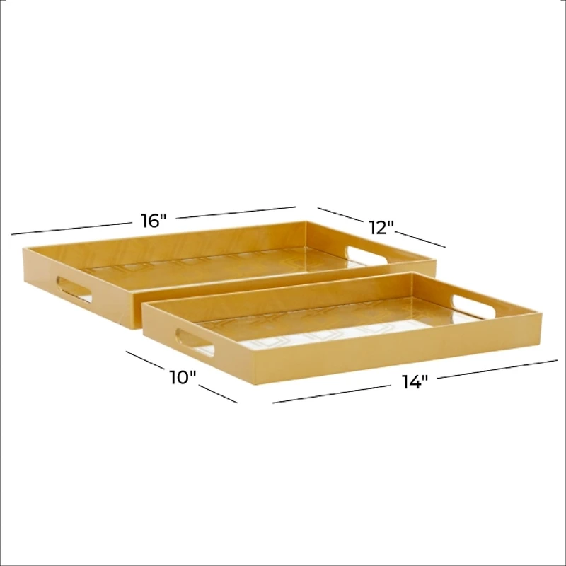 Gold Hexagon Small Print 2-pc. Tray Set