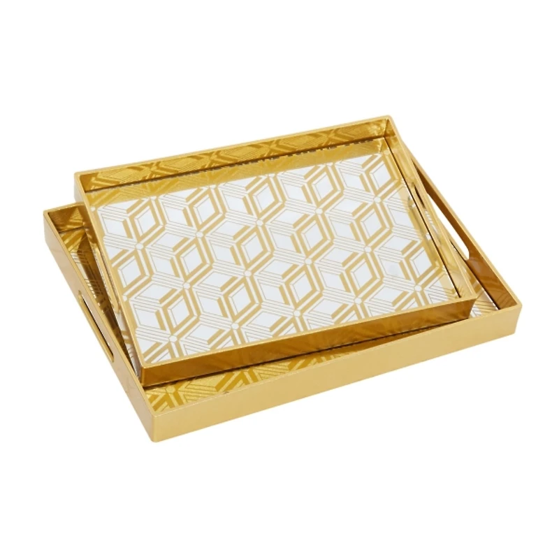 Gold Hexagon Small Print 2-pc. Tray Set