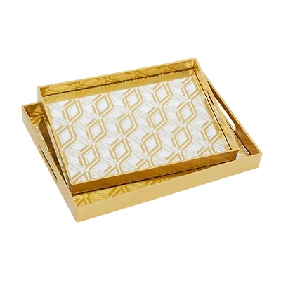 Gold Hexagon Small Print 2-pc. Tray Set