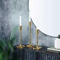 Gold Minimalist Circle Base 3-pc. Candlestick Set