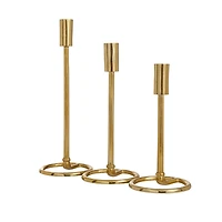 Gold Minimalist Circle Base 3-pc. Candlestick Set