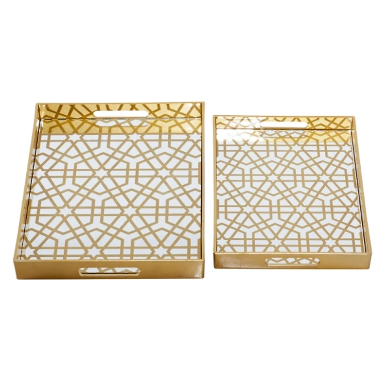 Gold Hexagon Large Print 2-pc. Tray Set