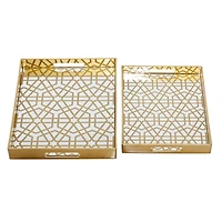 Gold Hexagon Large Print 2-pc. Tray Set