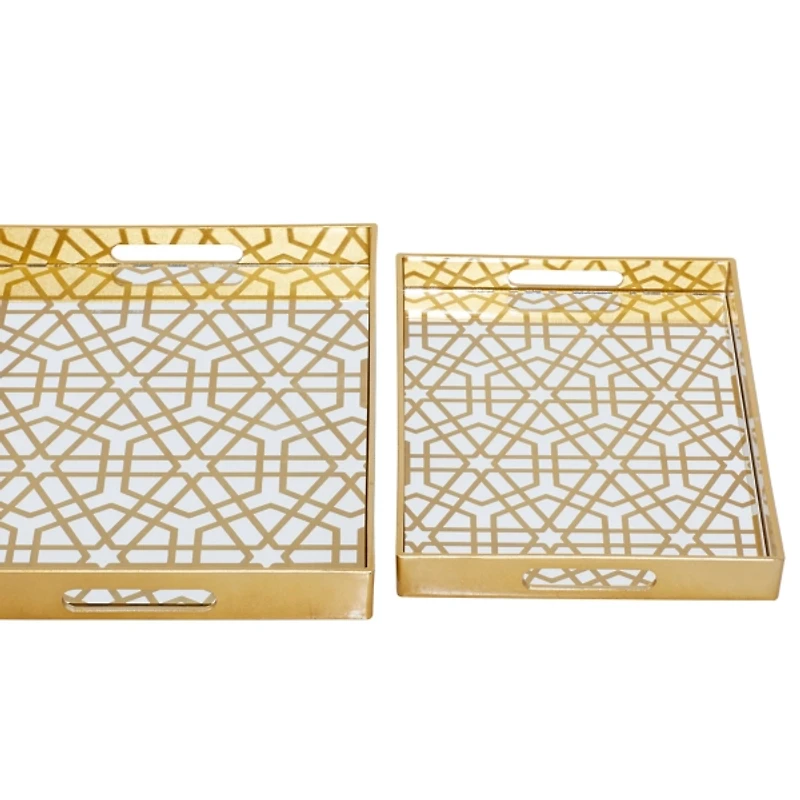 Gold Hexagon Large Print 2-pc. Tray Set