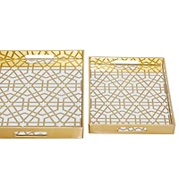 Gold Hexagon Large Print 2-pc. Tray Set
