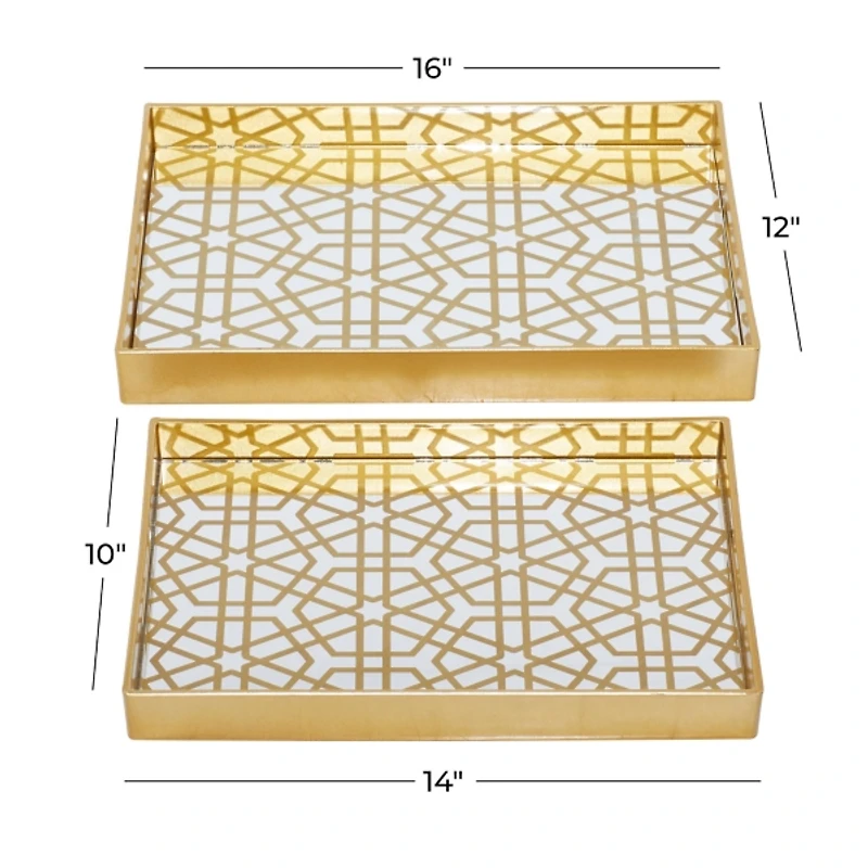 Gold Hexagon Large Print 2-pc. Tray Set
