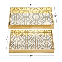 Gold Hexagon Large Print 2-pc. Tray Set