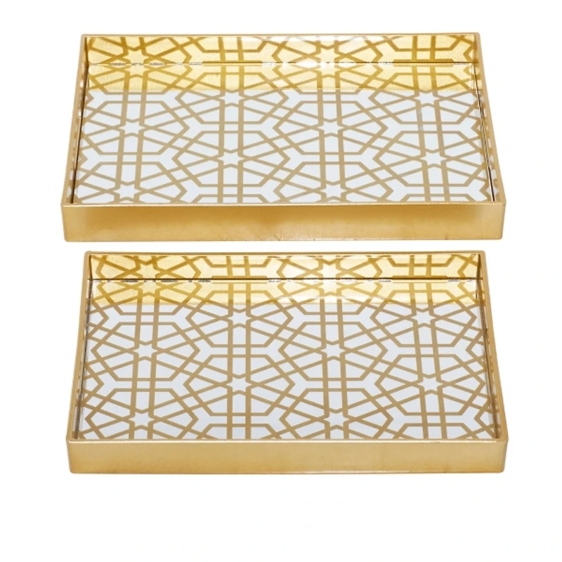Gold Hexagon Large Print 2-pc. Tray Set