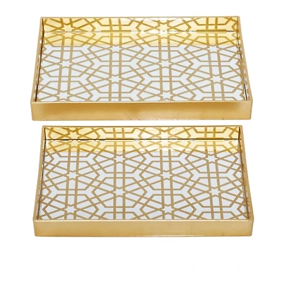 Gold Hexagon Large Print 2-pc. Tray Set