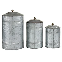 Galvanized Metal Lid 3-pc. Decorative Jar Set