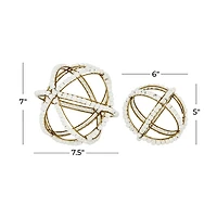 Gold and Ivory Wooden Bead 2-pc. Orb Set