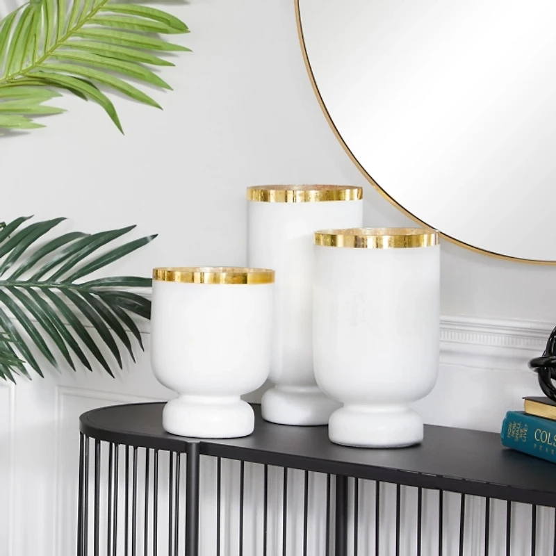 White and Golden Goblet 3-pc. Candle Holder Set