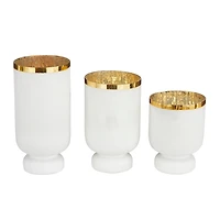 White and Golden Goblet 3-pc. Candle Holder Set