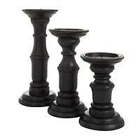 Onyx Turned Wood 3-pc. Candle Holder Set