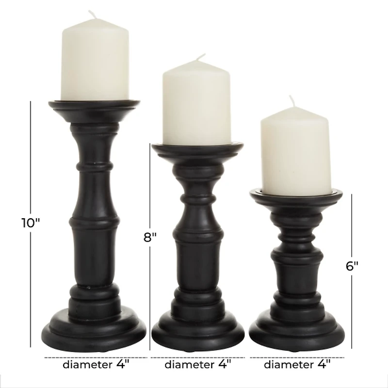 Onyx Turned Wood 3-pc. Candle Holder Set