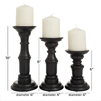 Onyx Turned Wood 3-pc. Candle Holder Set
